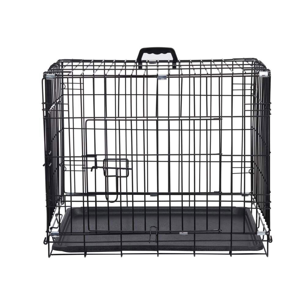 Basic Sturdy hopfällbar metallbur för hund i svart