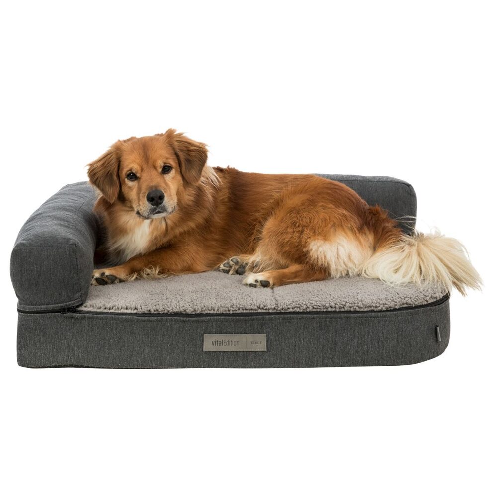 Trixie Vital Bendson Sofa, grå ortopedisk hundbädd i soffmodell med hög kant